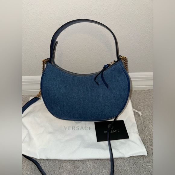 Versace La Medusa Denim Half Moon NWT Shoulder Bag $1,275
100% authentic! - Picture 2 of 5